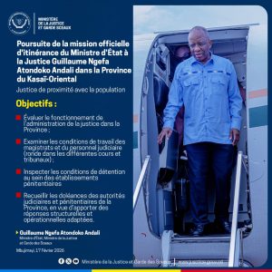 Arrivée Ministre d'État Guillaume Ngefa à Mbujimayi au Kasai Oriental en mission officielle pour la justice de proximité et de périphérie