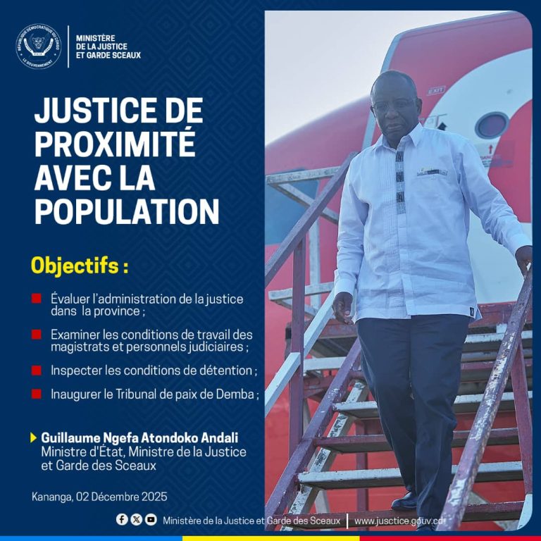 Arrivée MiniÉtat Justice Guillaume Ngefa à Kananga