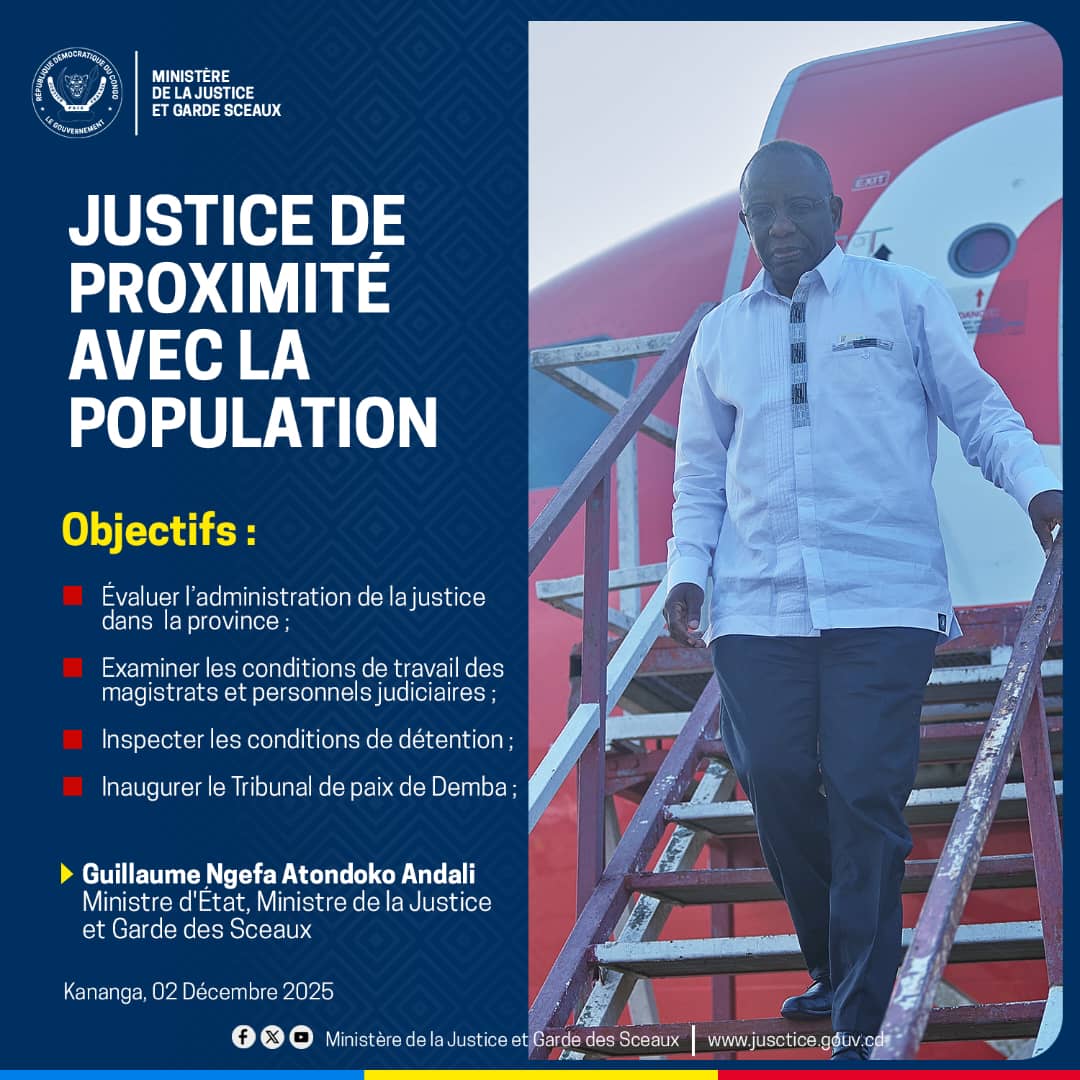 Arrivée MiniÉtat Justice Guillaume Ngefa à Kananga